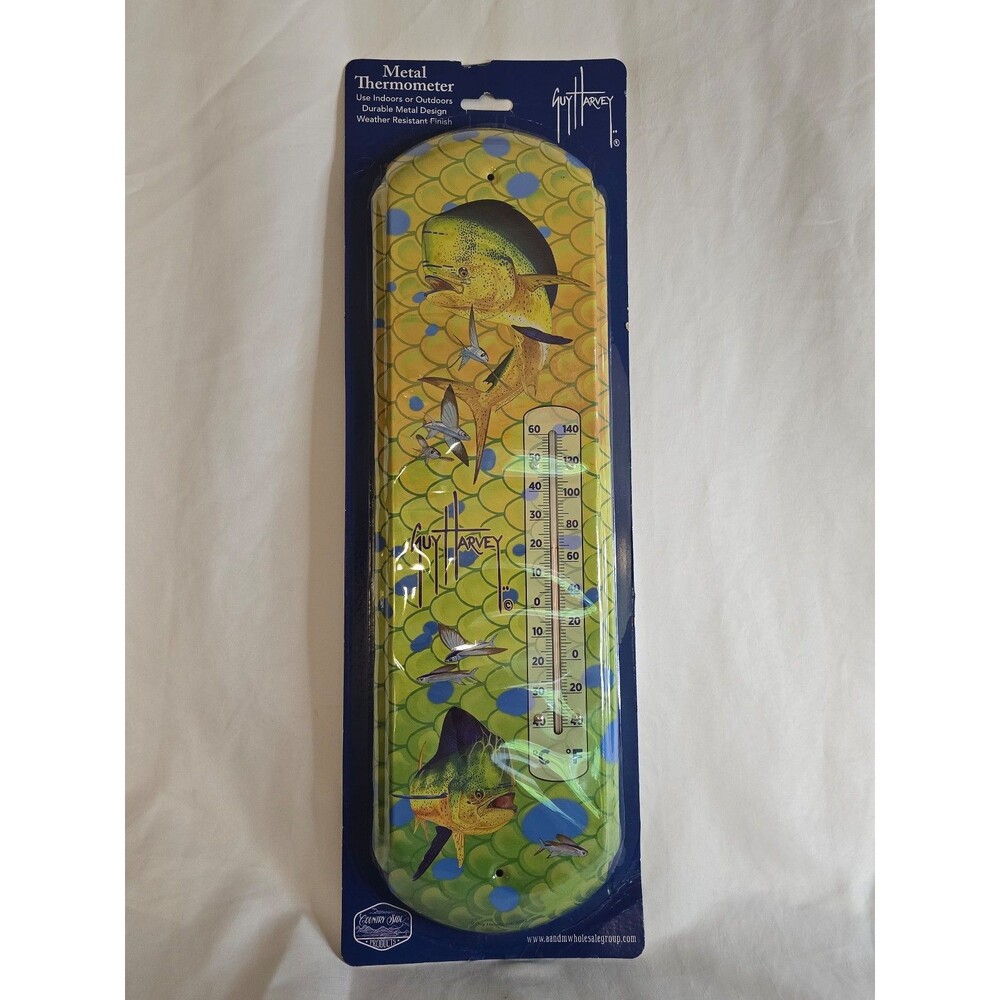Guy Harvey Mahi Mahi Indoor/ Outdoor Metal Thermometer 17"